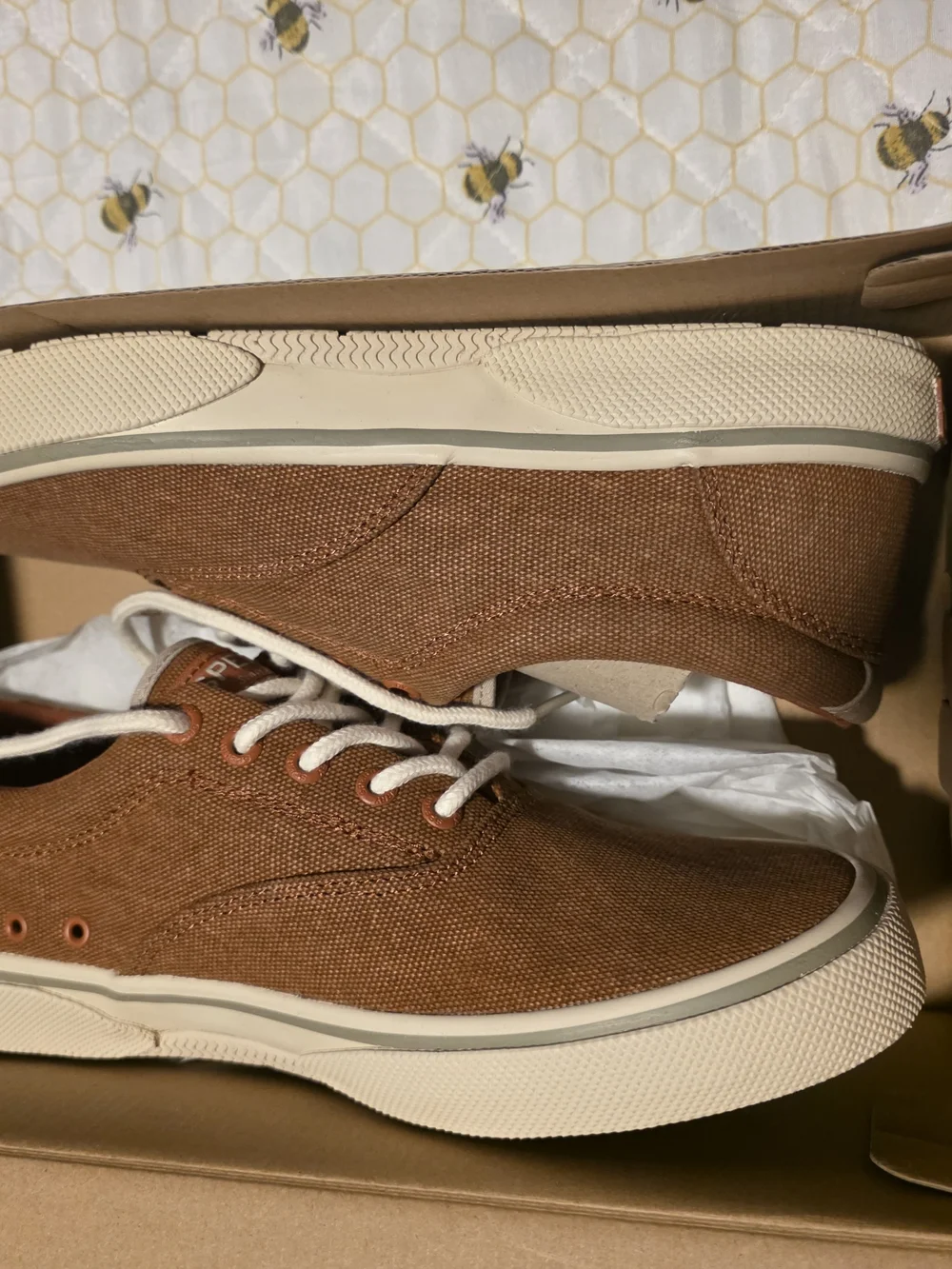 Sperry Men's Canvas Boat Shoes - Rust Brown with Cream Sole